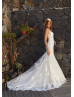 Ivory Buttons Back Lace Tulle Elegant Wedding Dress